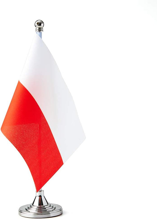 Poland Flag Polish Flags, Small Mini Polish Desk Flag, Used for Table Office Classroom Home Patriotic Events Decorations