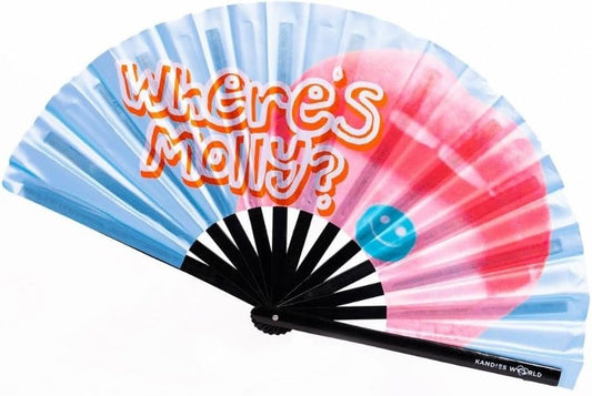 Kandies World UV Reactive Custom Festival Folding Hand Fan - Unique Designs, Made of Bamboo, Clacking Sound, Lightweight - Perfect Rave and Festival Accessory!