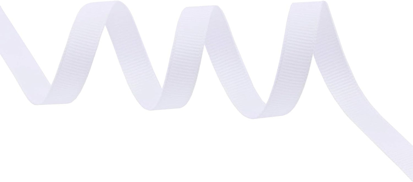 ITIsparkle 3/8" Inch Grosgrain Ribbon 50 Yards-Roll Set for Gift Wrapping Scrap Books Party Favor Hair Braids Baby Shower Decoration Cake Decoration Floral Arrangement Craft Supplies, White Ribbon