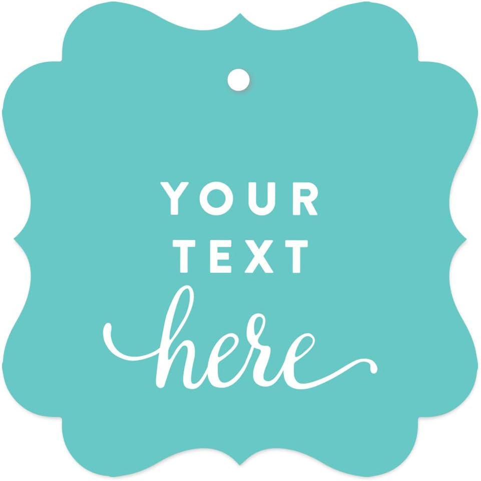 Andaz Press Fully Personalized Collection, Fancy Frame Square Gift Tags, Custom Made Any Name, Your Text Here, 24-Pack, for Presents, Gifts, Favors, Boxes, and Treat Bags