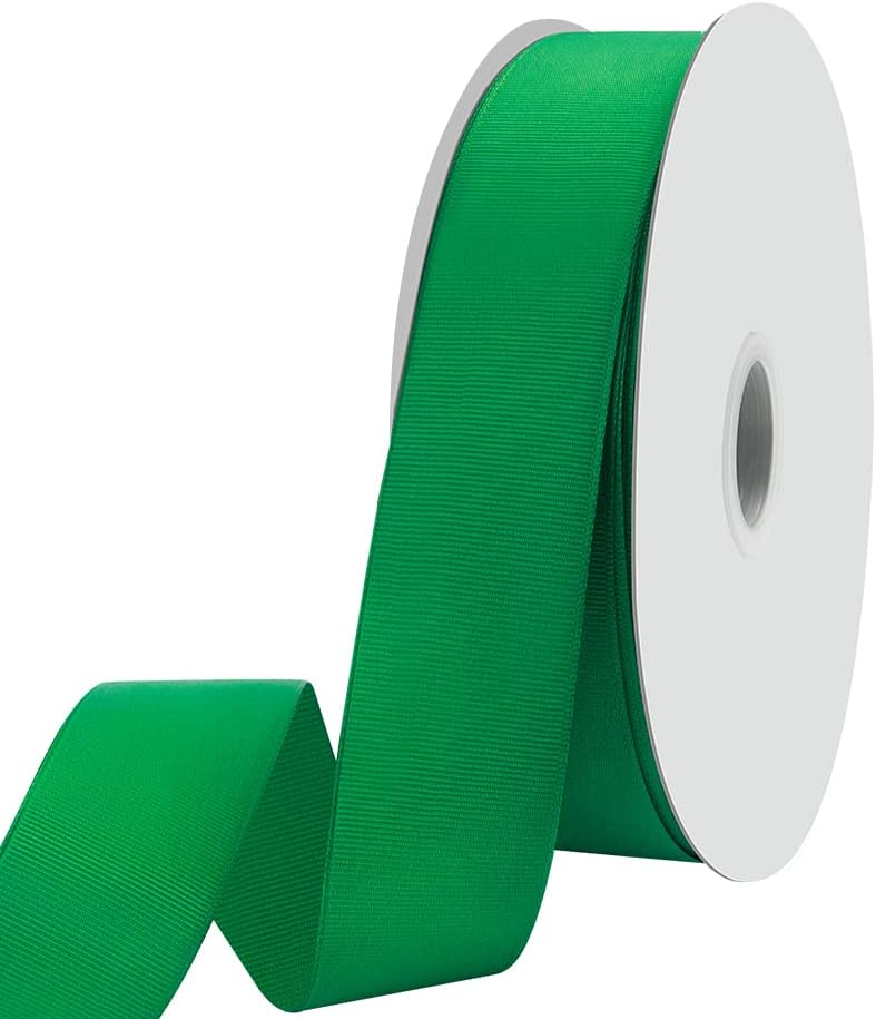 1-1/2" X 100 Yards Green Grosgrain Ribbon, Premium Grosgrain Ribbon for Sewing, Gift Wrapping, Bow Making, Wedding Decor, Wrapping and More (Green)