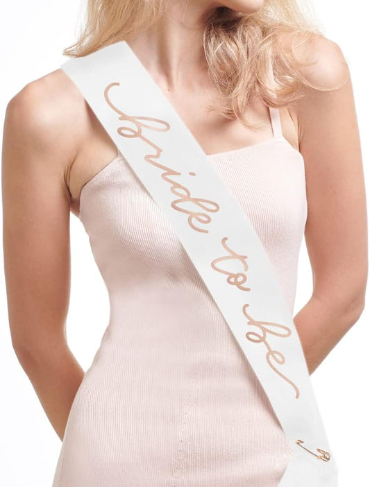 xo, Fetti Bride to Be Sash | Bachelorette Party Decorations White + Rose Gold, Bridal Shower Gift, Bridesmaid Favors