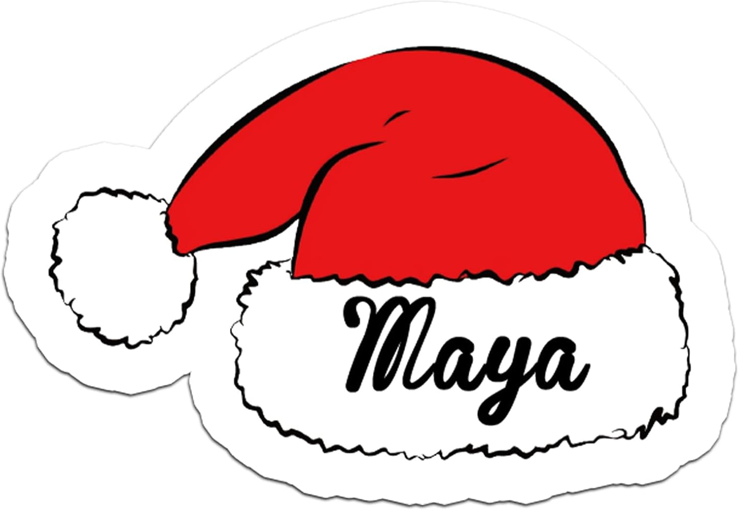 Personalized Christmas Stickers, Custom Name Waterproof Christmas Gift Tags for Gift Box Holiday Decorations, Stockings, Party Favors (Cute Santa Hat)
