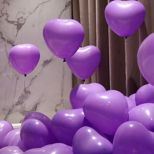 50 6-inch Purple Color Heart shaped Latex Balloons for Valentines Day,Propose Marriage,Wedding Party.