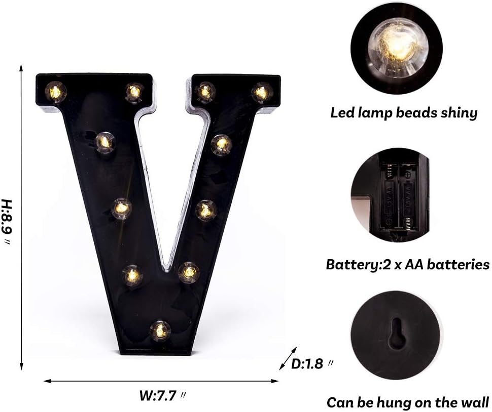 Foaky Black LED Marquee Number Lights Sign Light Up Marquee Number Lights Sign for Night Light Wedding Birthday Party Battery Powered Christmas Lamp Home Bar Decoration