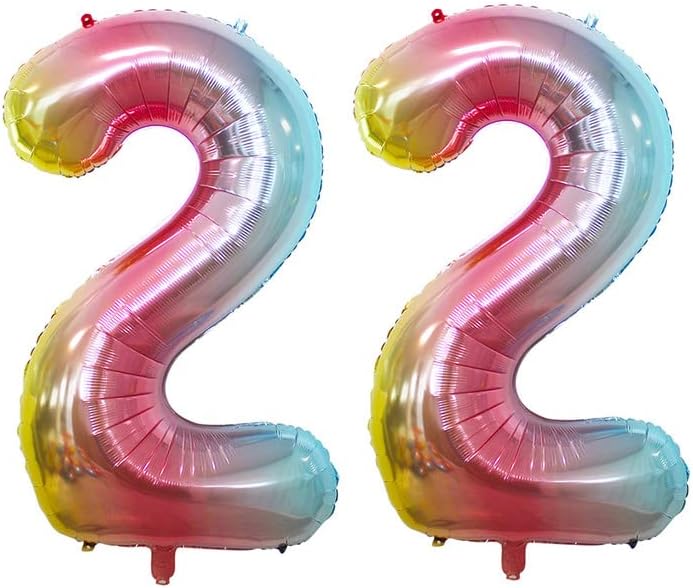 GOER Rainbow Foil Balloons Number 2,Huge Number Balloons for 2nd Birthday Party Supplies Anniversary Decorations (3 pcs,42 inch,32 inch,16inch)