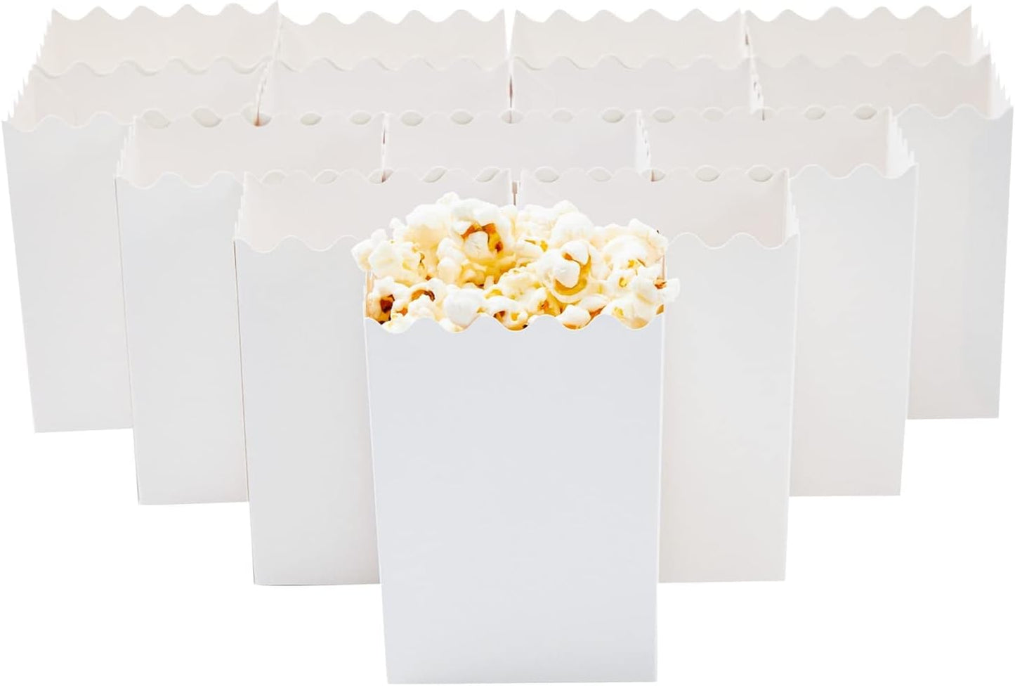 Juvale 100 Pack Mini Popcorn Boxes for Party, Bulk White Popcorn Containers for Movie Night Decorations (3 x 4 In) - Carnival Decor