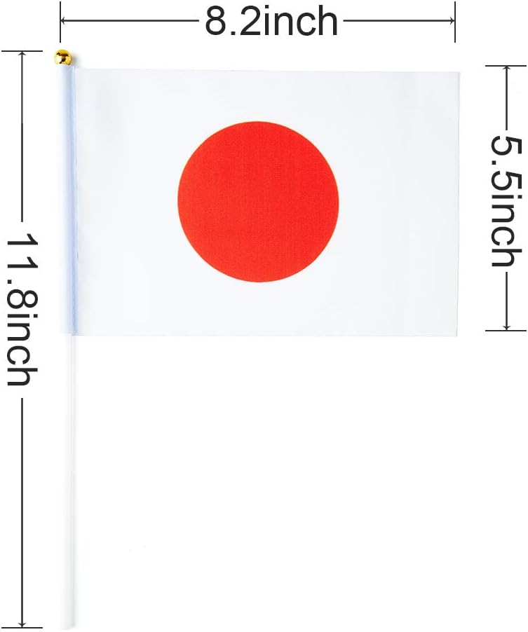 Japan Flag Japanese Flag, Small Mini Handheld Japan Flags on Stick, Ideal for Party Parades Sports Events Patriotic Festival Decorations