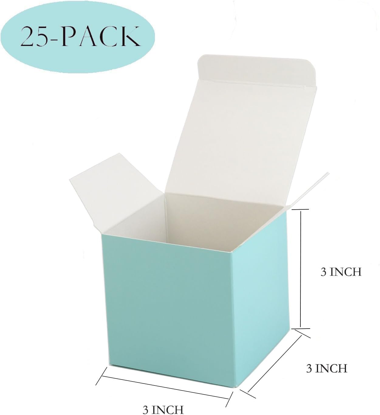 Oletx 25 Pcs Blue Paper Gift Boxes, Small Candy Boxes Bulk, 3x3x3 inch Gift Box with Lids, Goodie Treat Boxes for Party Favors, Birthday Gifts, Wedding Gifts