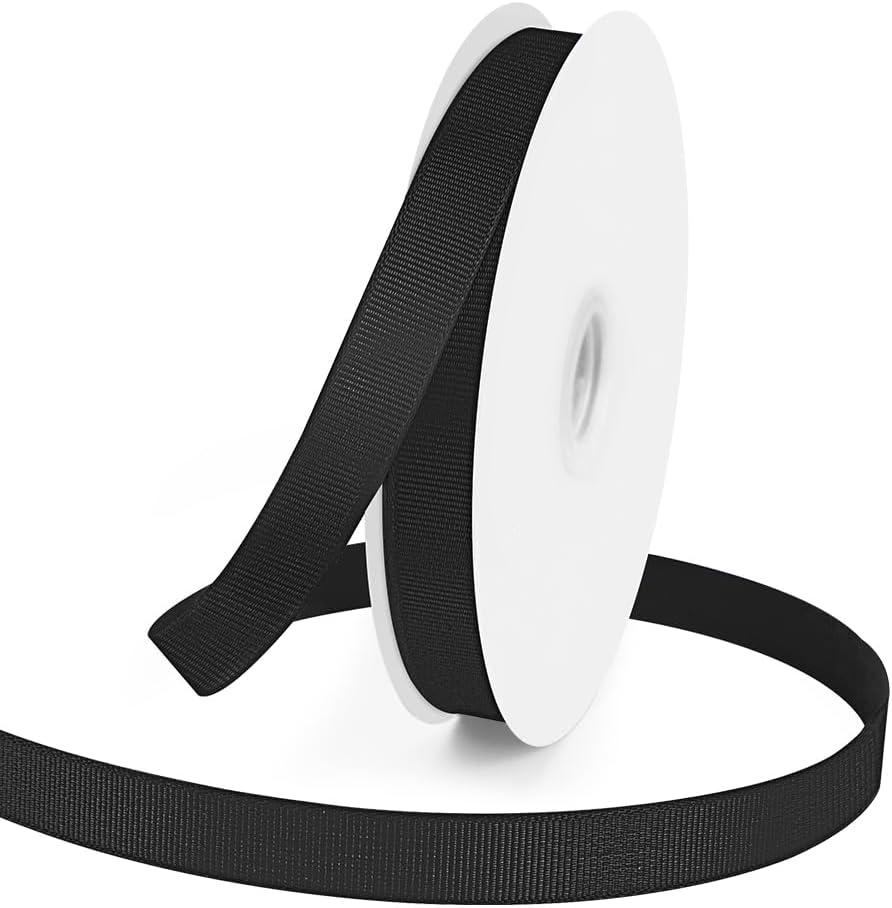 5/8" X 50 Yards Black Grosgrain Ribbon, Premium Grosgrain Ribbon for Sewing, Gift Wrapping, Bow Making, Wedding Decor, Wrapping and More (Black)