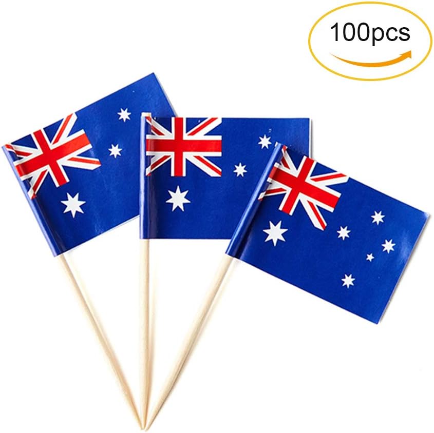 Australia Flag Australian Flag, Small Mini Australia Toothpick Flags for Food, Cupcakes, Cocktails, Appetizers, Bar Party Decorations