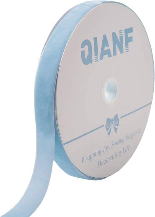 Vintage Sky Blue Velvet Ribbon Christmas Ribbon for Gift Wrapping Crafts Christmas Tree Ornaments Garland Decorations, 1 Inch X 25Yd