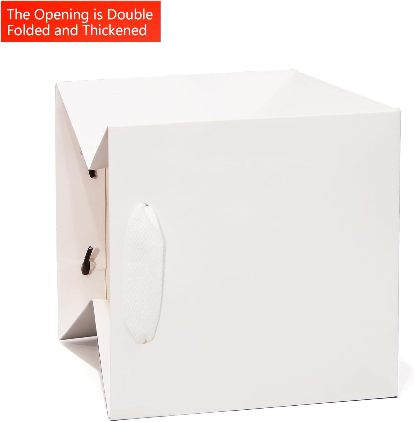 White Paper Gift Bag 12 in Large Paper Gift Box Square Bottom Kraft Paper Bags with Handles for Wedding Baby Shower Birthday Party (White, 12 x 12 x 12 in, 10 CT)