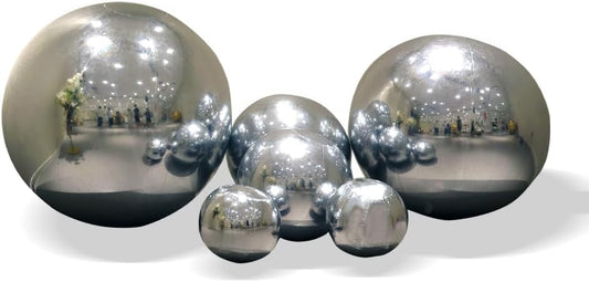 Inflatable Mirror Ball Set - Airtight PVC Spheres for Parties, Weddings, and Events. Perfect for Decoration, Hanging, and Displays. Includes Electric Pump (Silver, 24in-2pk_32in_39in_47in_71in)