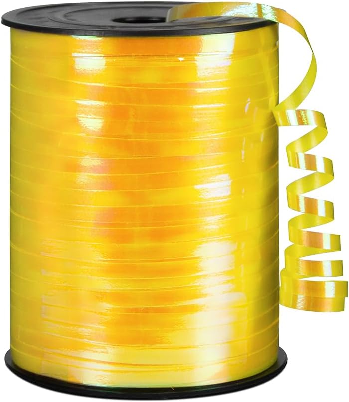 KMER LIFE Yellow Gradient Curling Ribbon, 1/5" Wide x 500 Yards Christmas Curling Ribbons for Gift Wrapping, Party Decoration, Balloon String, Crafting, Balloon Ribbons for Florist Flower (1 Roll)