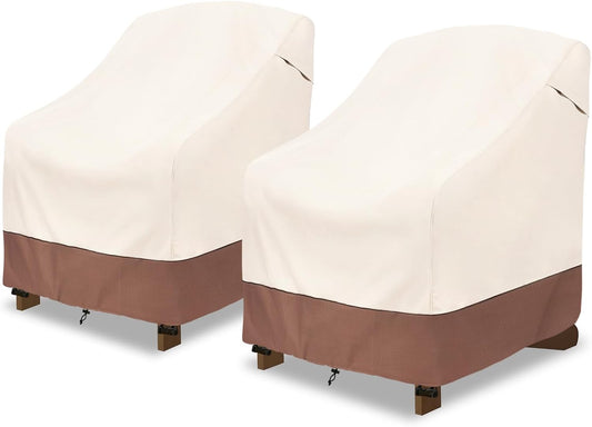 okcool Patio Adirondack Chair Cover 2 Pack,Waterproof Heavy Duty Outdoor Chair Covers,Patio Adirondack Chair Cover for Outdoor Chair,(30 W x 34 D x 36 H inches),Beige & Brown