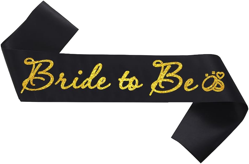 Black Bride to Be Sash for Bridal Shower Bachelorette Party Wedding Hen Party Decorations Engagement Gifts Favors Miss to Mrs Sash with Glitter Letter Gold