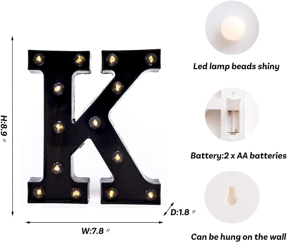 Foaky Black LED Marquee Number Lights Sign Light Up Marquee Number Lights Sign for Night Light Wedding Birthday Party Battery Powered Christmas Lamp Home Bar Decoration