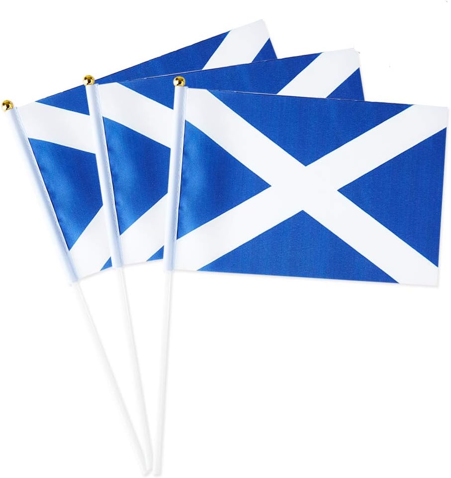 Scotland Flag Scottish Flag, Small Mini Handheld Scotland Flags on Stick, Ideal for Party Parades Sports Events Patriotic Festival Decorations