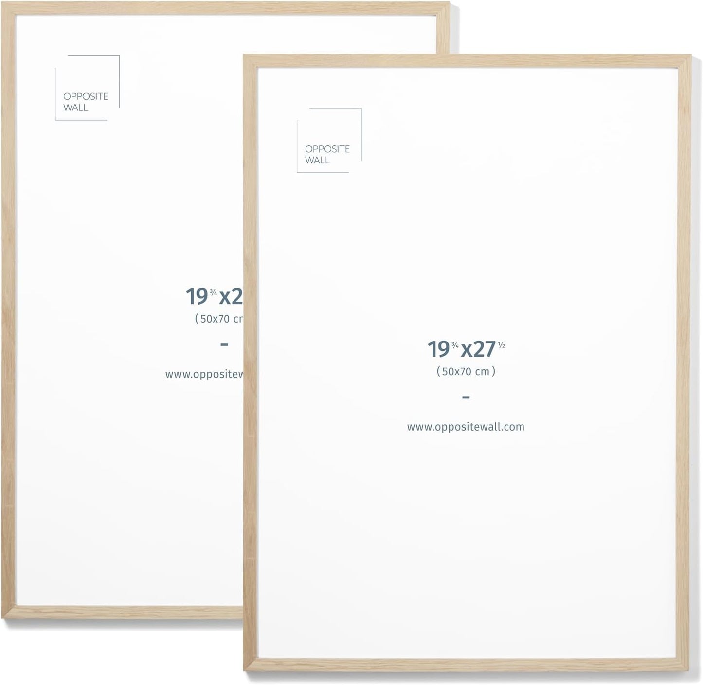 Opposite Wall - 50x70 cm - Natural Oak Wood Picture Frame - Lightweight, Versatile & Shatterproof - Wall Hanging Photo or Poster Frame - 19 3/4 x 27 1/2 in - 2 Pack