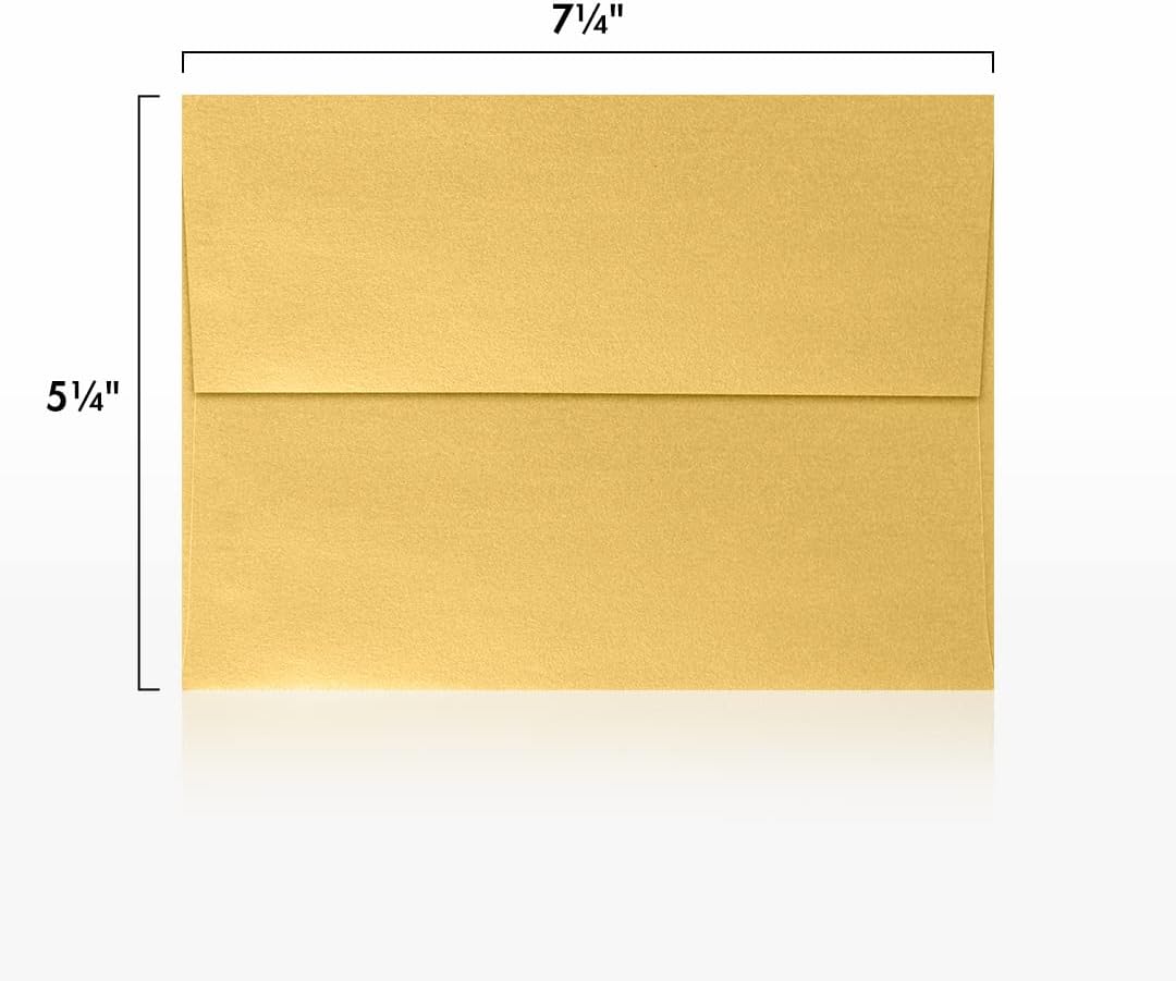 LUXPaper A7 Invitation Envelopes | Peel & Press | 5 1/4" x 7 1/4" | Gold Metallic | 80lb. Text | 250 Qty