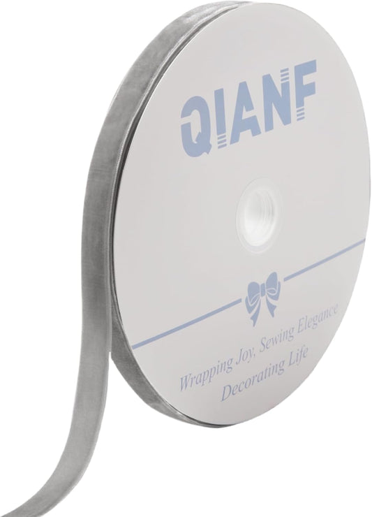 Vintage Silver Velvet Ribbon Christmas Ribbon for Gift Wrapping Crafts Christmas Tree Ornaments Garland Decorations, 5/8 Inch X 25Yd