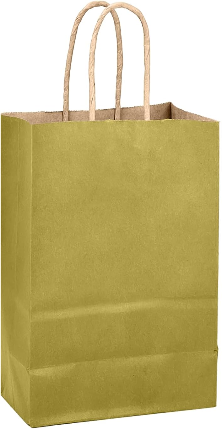 qiqee Grass Green Gift Bag with Handles Bulk 24Pcs Paper Bags -8.3"x6"x3. 15" Party Favor Bags - Solid Color