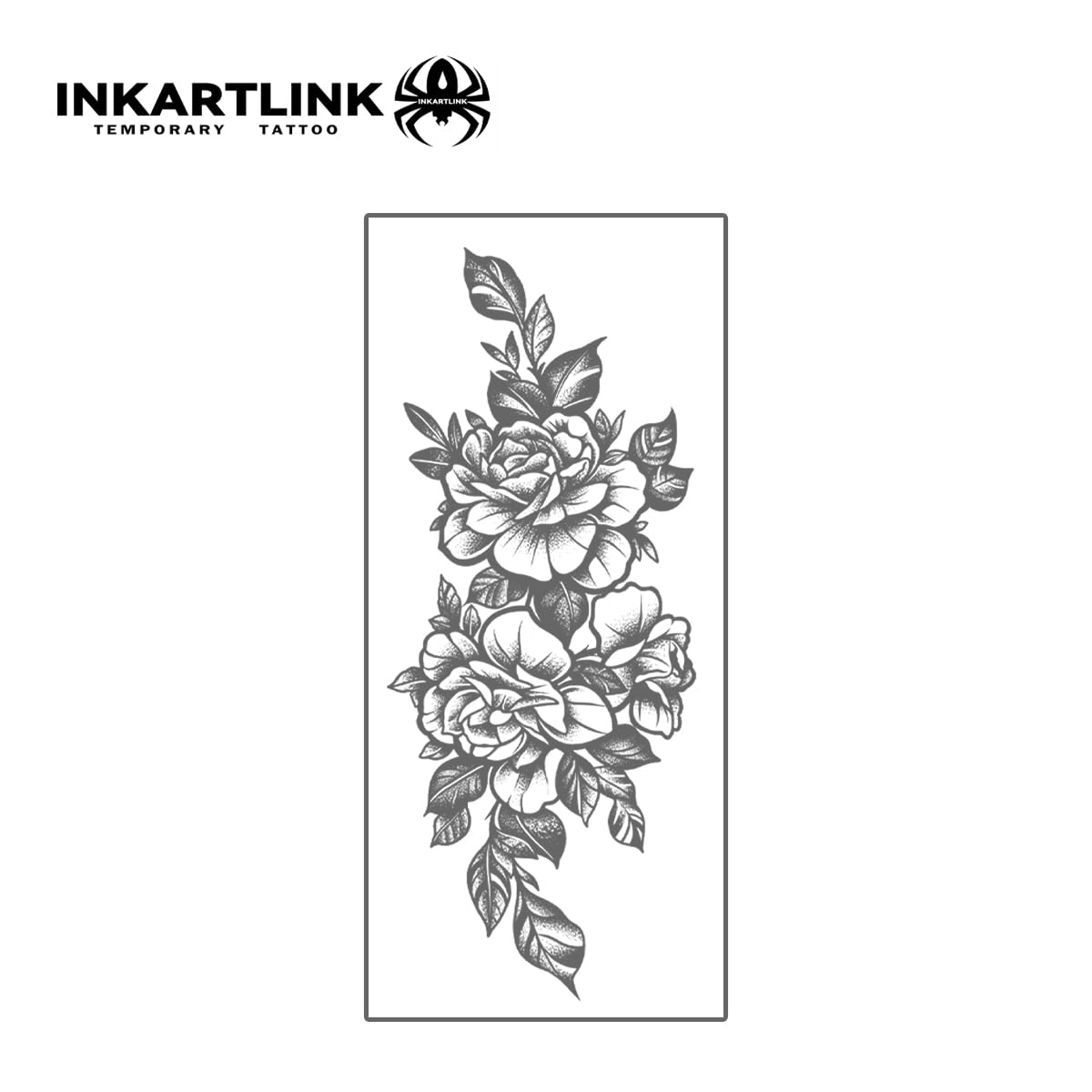 INKARTLINK Tattoo Tech, 2 Sheets Large Semi Permanent Tattoo, Temporary Tattoos, Last 1-2 Weeks, Waterproof, Realistic Look, No Adhesive, No Reflection （Flower Design)123