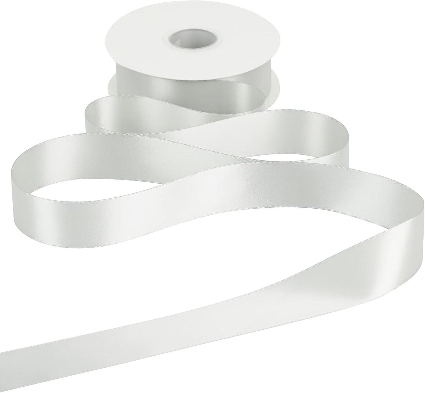 HUIHUANG Silver Ribbon Satin 1-1/2" Wide Double Face Polyester Satin Ribbons for Crafts, Thick Silk Ribbon for Gift Wrapping Hair Bows Floral Bouquet Cake Box Christmas Decor Party Favor - 50 Yards