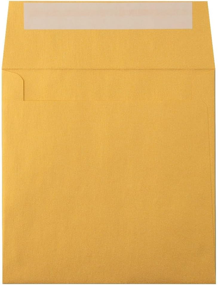LUXPaper Square Invitation Envelopes | Peel & Press | 5 3/4" x 5 3/4" | Gold Metallic | 80lb. Text | 50 Qty