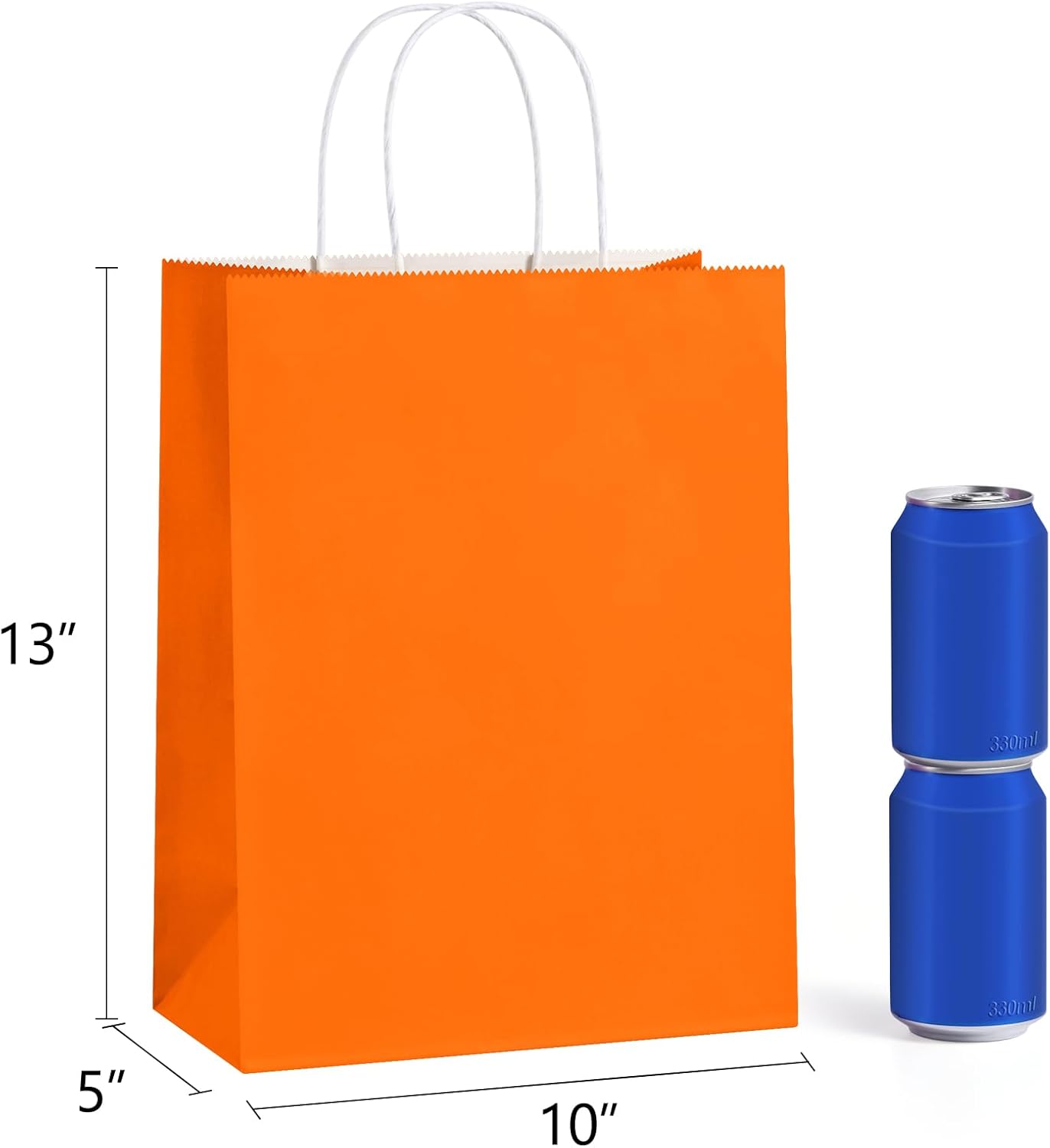 BagDream Orange Gift Bags 10x5x13 Inch 100Pcs Large Kraft Paper Bags Bulk for Halloween, Sporting Party Favors, Fall Festivals, Wedding, Shopping, Retail, Grocery