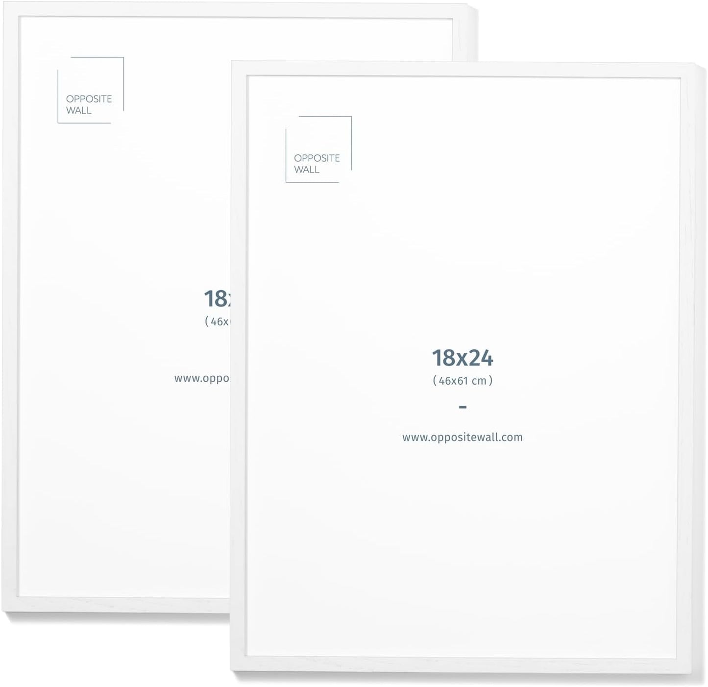 Opposite Wall - 18x24 in - White Solid Oak Wood Picture Frame - Lightweight, Versatile & Shatterproof - Wall Hanging Poster or Photo Frame - Wall Decor for Office, Gallery & Home - 2 Pack