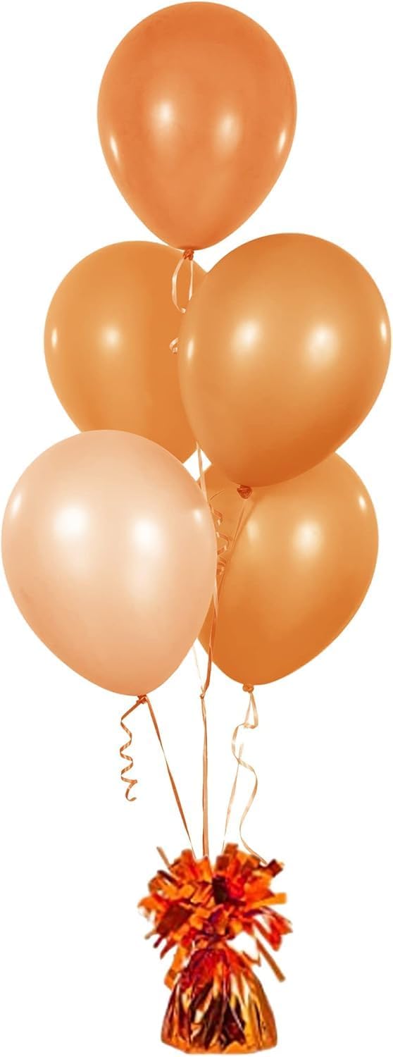 Metallic Balloon Weights, Birthday Party Favors, Novelty and Gag Gifts, 5.5" Inches, 6-Pack (Orange)