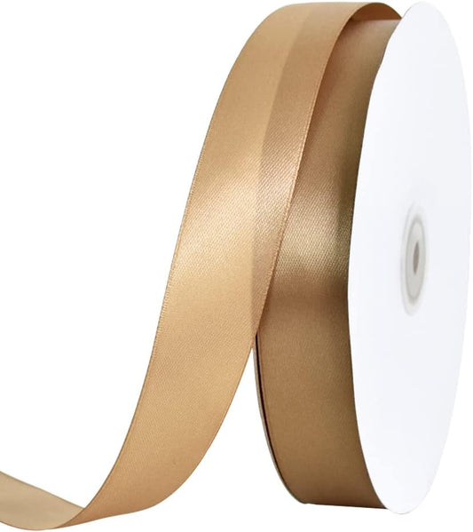 TONIFUL 1 Inch x 100yds Gold Satin Ribbon, Thin Solid Color Satin Ribbon for Gift Wrapping, Crafts, Hair Bows Making, Wedding Party Decoration, Invitation Cards, Floral Bouquets, Christmas