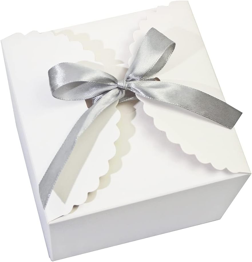 WEWILUCK Small White Gift Box, 10 PCS Pretty Favor Gift Boxes with Lids Bulk for Wedding, Bridesmaid Proposal, Birthday, Party, Holiday, Galentine's Day Presents, 4.75” x 4.75” x 3.53”