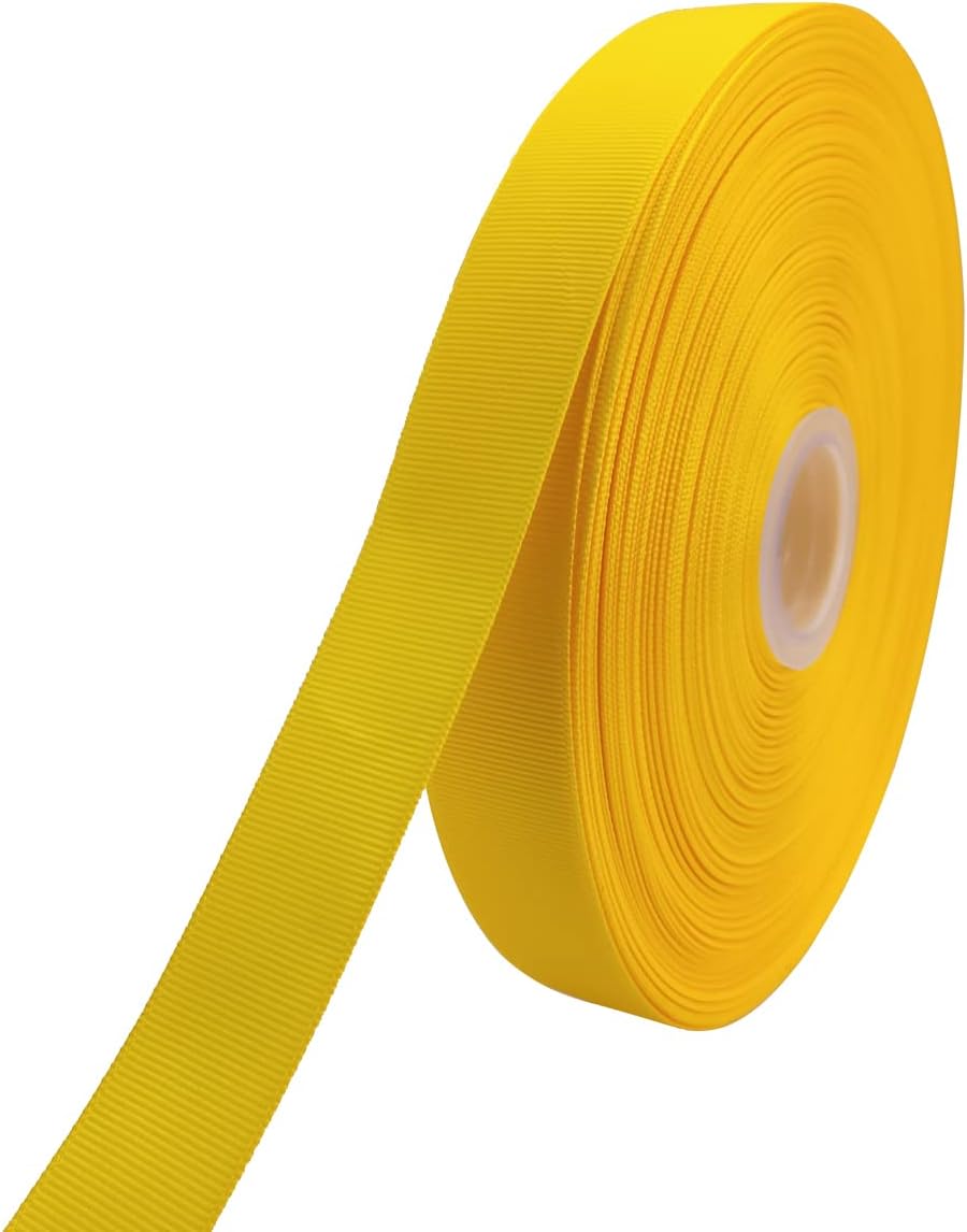 Jesep One Roll 100 Yards Soild Grosgrain Ribbon Boutique Gift Wrapping Package Ribbon, DIY Crafts Bow Hair Headband Accessories Assorted Ribbon #642 (1" 25mm, Gold)