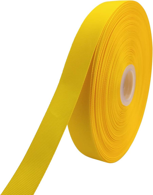 Jesep One Roll 100 Yards Soild Grosgrain Ribbon Boutique Gift Wrapping Package Ribbon, DIY Crafts Bow Hair Headband Accessories Assorted Ribbon #642 (1" 25mm, Gold)