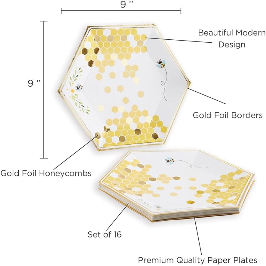 Kate Aspen Sweet as Can Bee 62 Piece Party Tableware Set (16 Guests)