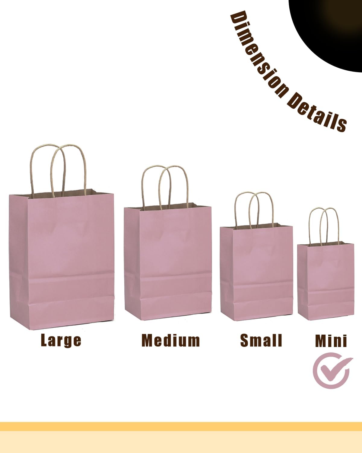 qiqee 24 Pcs Pink Purple Mini Paper Gift Bags with Handles 6"x4.5"x2.5" Small Brown Kraft Party Favor Bags Multiple Uses (Mini size)