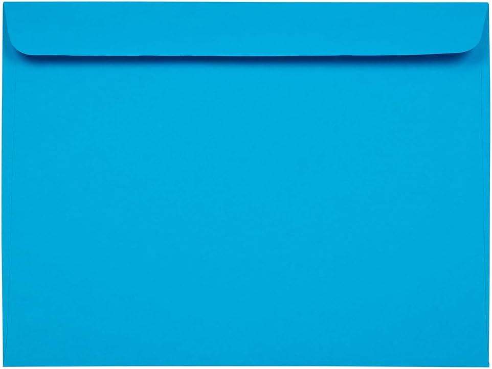 JAM PAPER 9 x 12 Booklet Colored Envelopes - Blue - 50/Pack