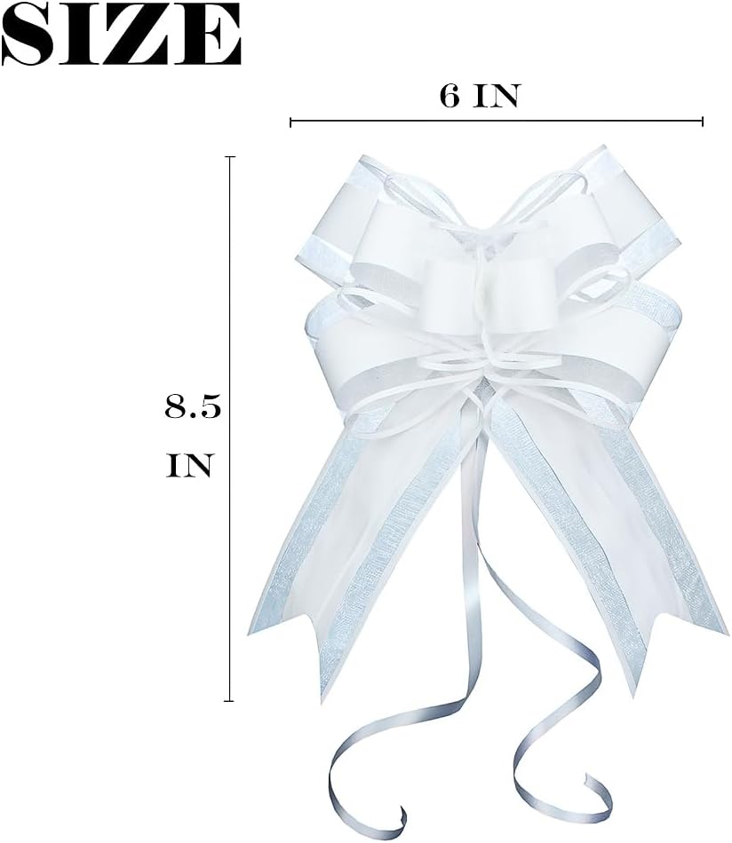 WEWILUCK White Gift Bow, Big White Pull Bows for Gift Wrapping, Wedding, Christmas, Valentine's Day, Presents, Flower Basket Decor(6 inches, 15PCS)
