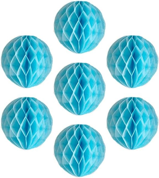 8pcs 8inch Paper Honeycomb Balls Decorative Tissue Honeycomb Balls Paper Pom Poms Flower Balls Art Hanging Balls for Birthday Wedding Nursery Baby Shower Home Decor (8inch, lt-Blue)