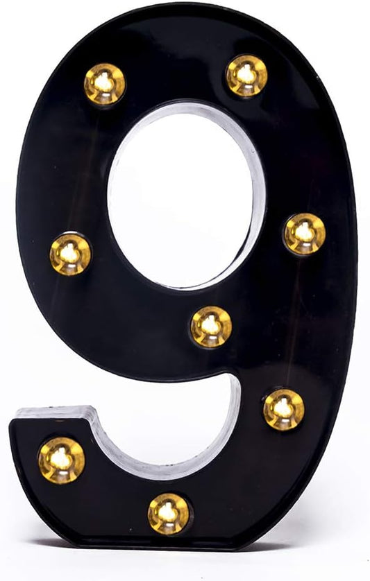 Foaky Black LED Marquee Number Lights Sign Light Up Marquee Number Lights Sign for Night Light Wedding Birthday Party Battery Powered Christmas Lamp Home Bar Decoration