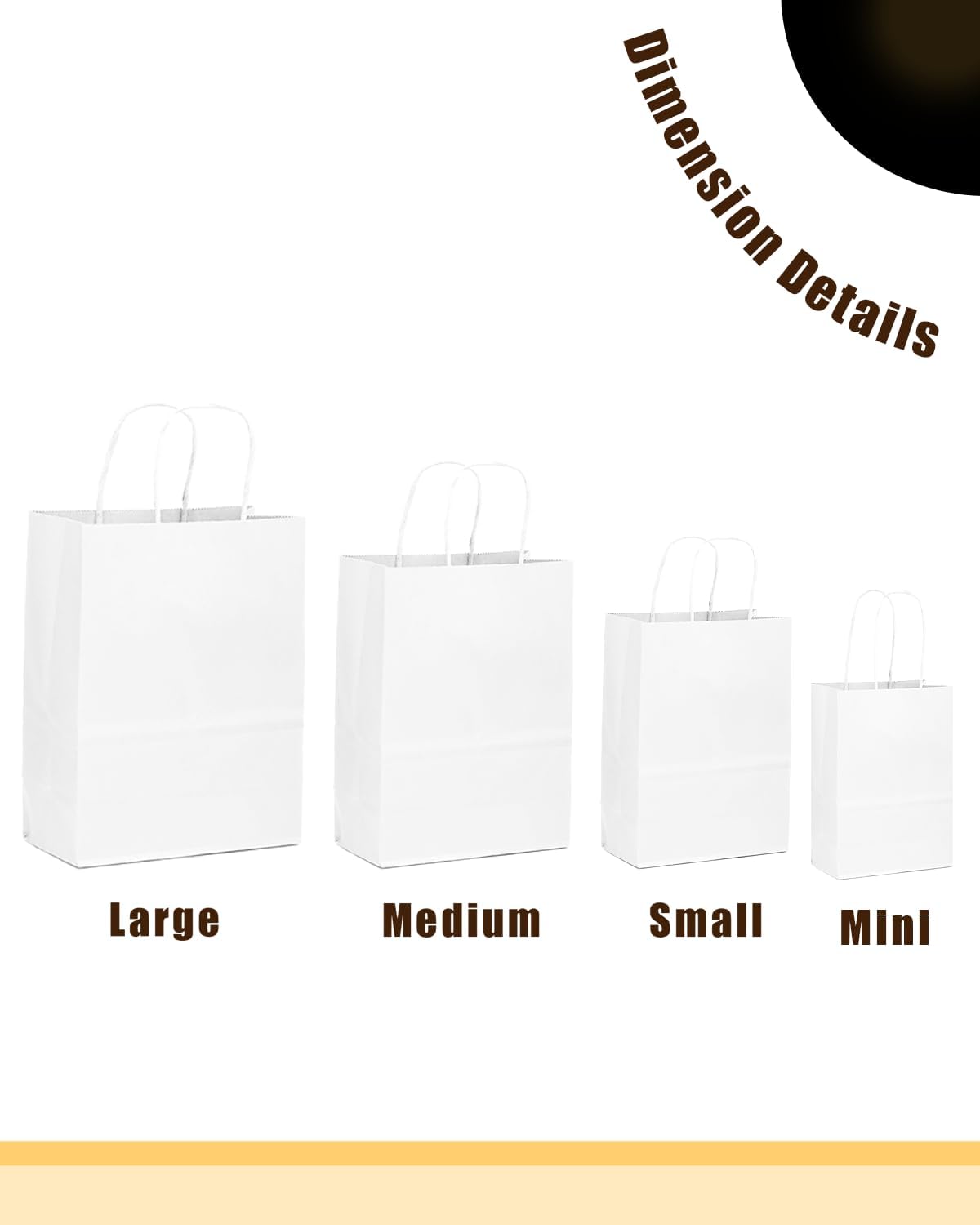 qiqee 50-Packs White Paper Gift Bags with Handles Bulk 4.5"x2.5"x6" Mini Size Party Favor Bags Multiple Uses