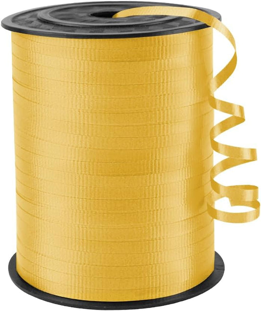 KMER LIFE Yellow Crimped Curling Ribbon, 1/5" Wide x 500 Yards Christmas Curling Ribbons for Gift Wrapping, Party Decoration, Balloon String, Crafting, Balloon Ribbons for Florist Flower (1 Roll)