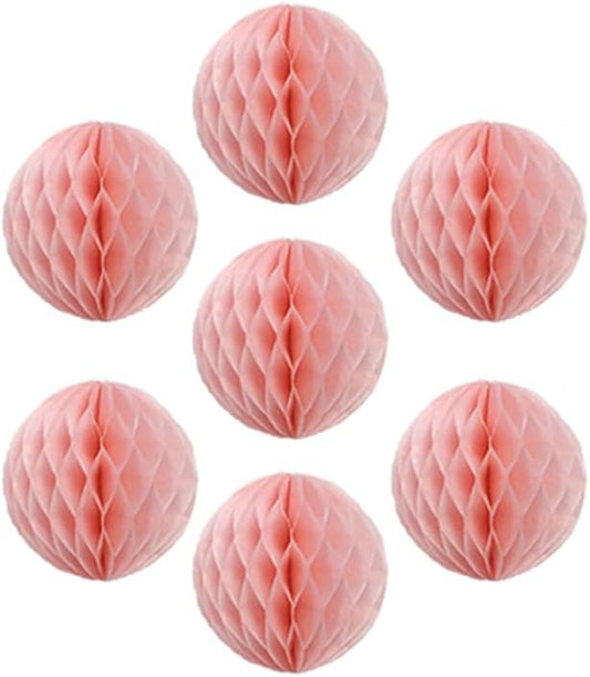 8pcs 8inch Paper Honeycomb Balls Decorative Tissue Honeycomb Balls Paper Pom Poms Flower Balls Art Hanging Balls for Birthday Wedding Nursery Baby Shower Home Decor (8inch, Lt-Pink)