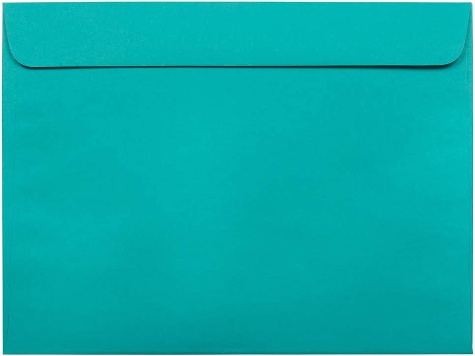 JAM PAPER 9 x 12 Booklet Colored Envelopes - Sea Blue Recycled - 50/Pack