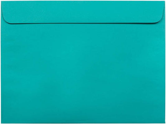 JAM PAPER 9 x 12 Booklet Colored Envelopes - Sea Blue Recycled - 50/Pack