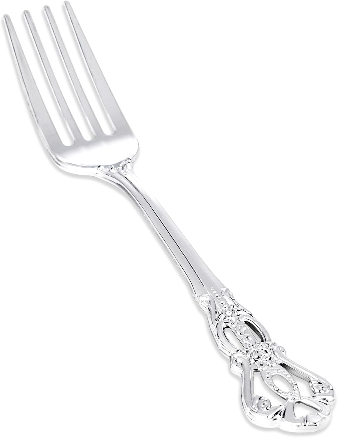 30PCS Silver Plastic Forks - 8.1inch Silver Forks Disposable - Vintage Heavy Duty Dessert Forks - Premium Fancy Plastic Silverware for Parties, Weddings, Dinners and Events