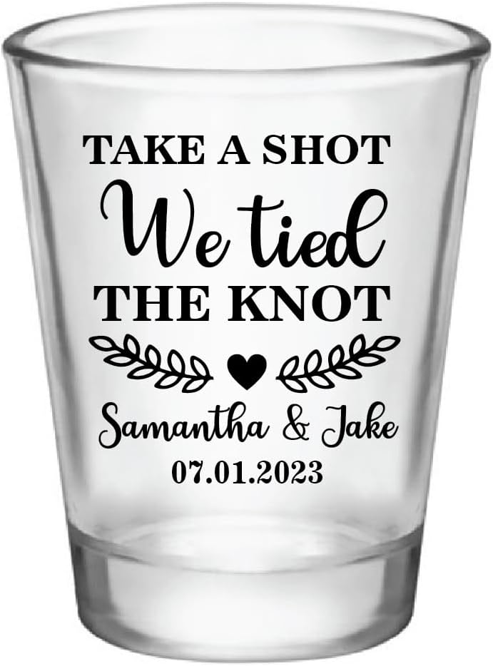 Take A Shot We Tied The Knot Shot Glasses, Bulk Set of 1.75oz Wedding Shot Glasses, Perfect Wedding Favor, Wedding Shot glasses, Bridal Party Shot Glasses